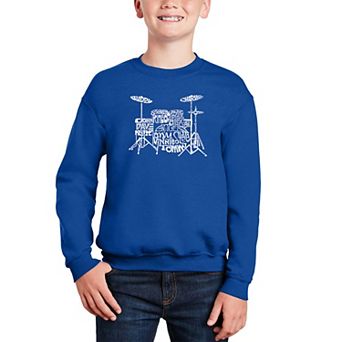 Drums - Boy's Word Art Crewneck Sweatshirt
