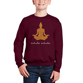 Inhale Exhale - Boy's Word Art Crewneck Sweatshirt