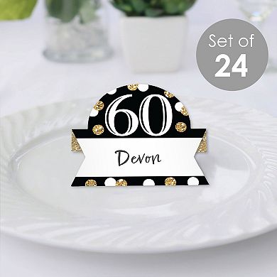 Big Dot Of Happiness Adult 60th Birthday Gold Party Buffet Table Name Place Cards 24 Ct