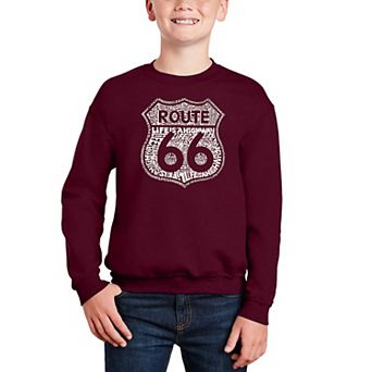 Route 66 - Life Is A Highway - Boy's Word Art Crewneck Sweatshirt