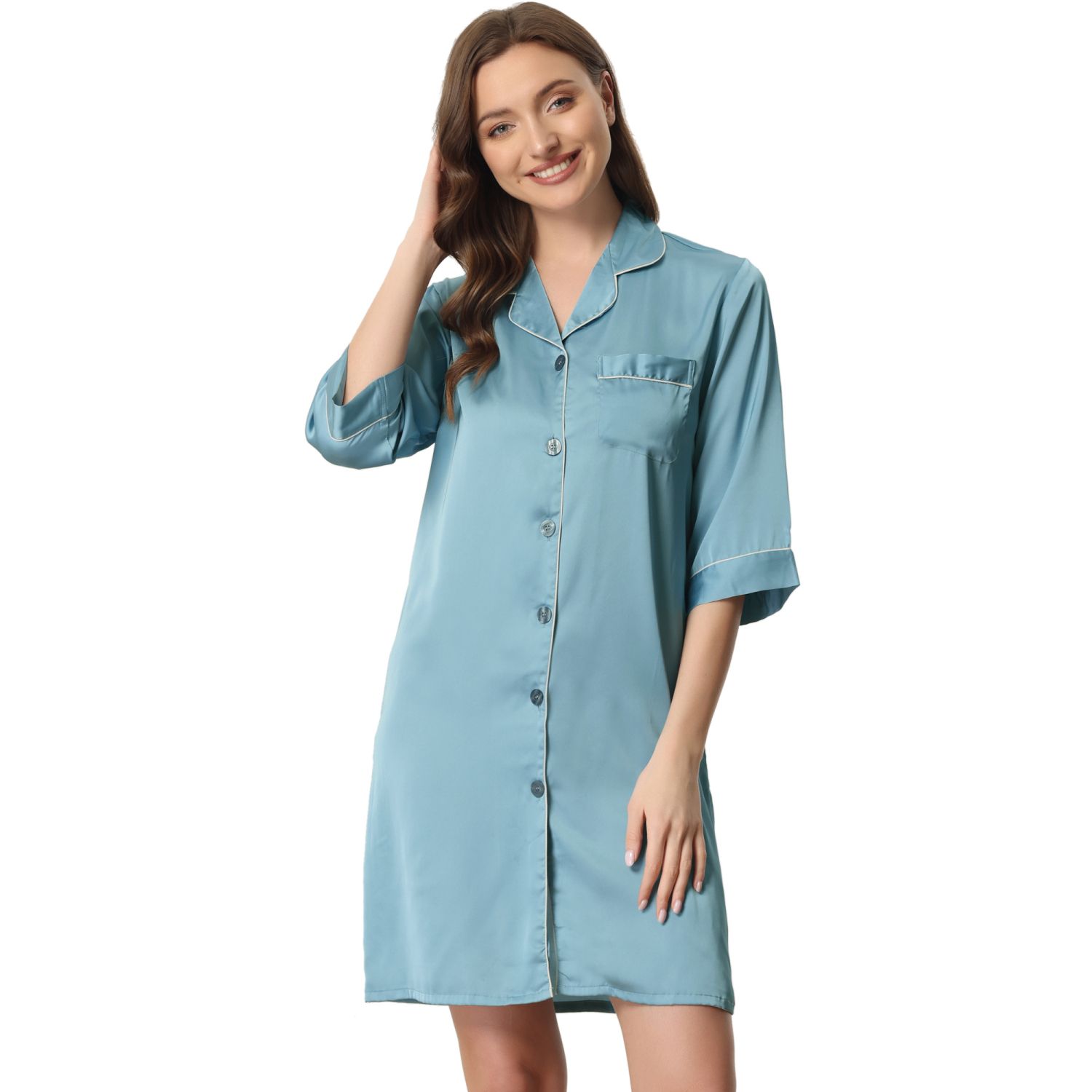 Women's Pajamas Dress Nightshirt Lace Trim Lounge Nightgown
