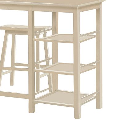 Spacious Counter Height Set, Off White, 3 Piece Pack