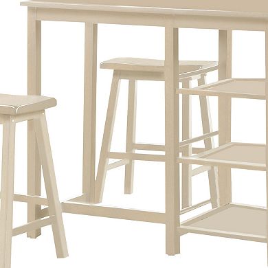 Spacious Counter Height Set, Off White, 3 Piece Pack