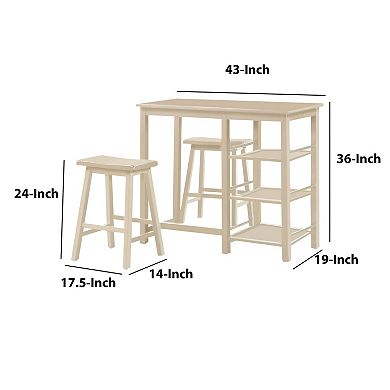 Spacious Counter Height Set, Off White, 3 Piece Pack