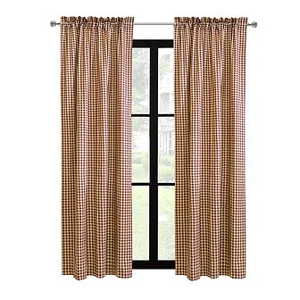 Energy Efficient Room Darkening Mini Check Pattern Pole Top Curtain Panel Pair
