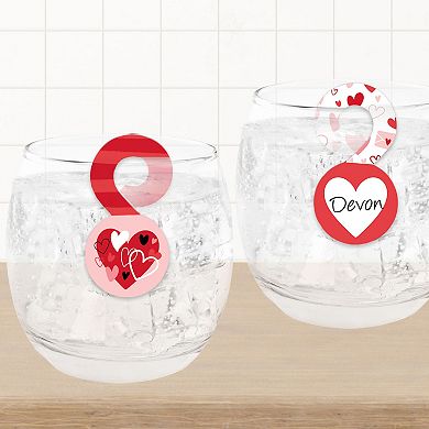 Big Dot Of Happiness Happy Valentine’s Hearts Beverage Markers For Glasses Drink Tags 24 Ct
