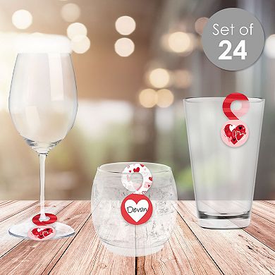 Big Dot Of Happiness Happy Valentine’s Hearts Beverage Markers For Glasses Drink Tags 24 Ct