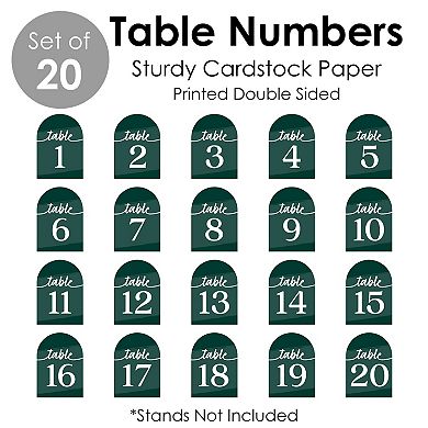 Big Dot Of Happiness Emerald Elegantly Simple Double-sided 5 X 7 In Cards Table Numbers 1-20