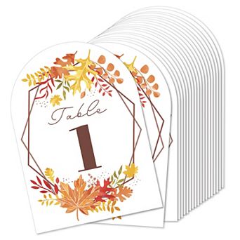 Big Dot Of Happiness Fall Foliage Bride Double-sided 5 X 7 in Cards Table Numbers 1-20