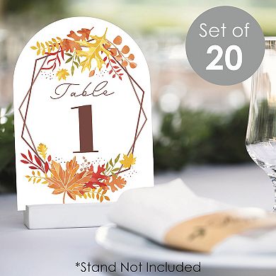 Big Dot Of Happiness Fall Foliage Bride Double-sided 5 X 7 Inches Cards Table Numbers 1-20