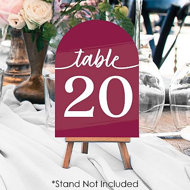 Big Dot Of Happiness Burgundy Elegantly Simple Double-sided 5 X 7 In Cards Table Numbers 1-20