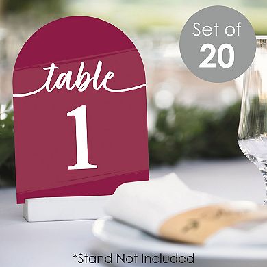 Big Dot Of Happiness Burgundy Elegantly Simple Double-sided 5 X 7 In Cards Table Numbers 1-20