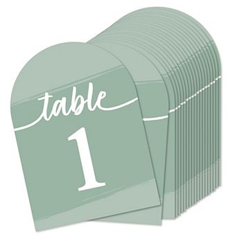 Big Dot Of Happiness Sage Green Elegantly Simple Double-sided 5 X 7" Cards Table Numbers 1-20