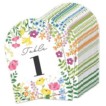 Big Dot Of Happiness Wildflowers Bride Double-sided 5 X 7 in Cards Table Numbers 1-20