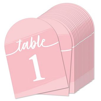 Big Dot Of Happiness Pink Elegantly Simple Double-sided 5 X 7 in Cards - Table Numbers - 1-20