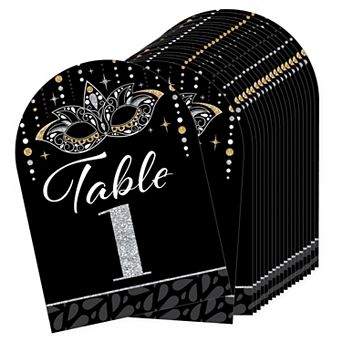 Big Dot Of Happiness Masquerade Mask Party Double-sided 5 X 7 in Cards Table Numbers 1-20