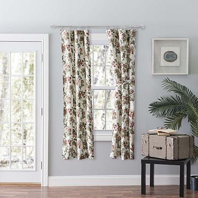 Madison Beautiful Floral Tailored Panel Pair With Tiebacks 3" Rod Pocket