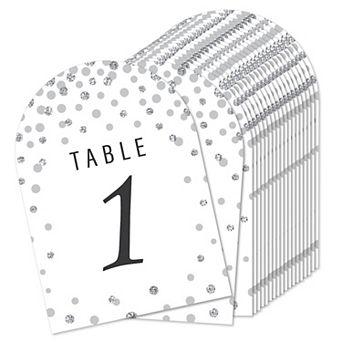 Big Dot Of Happiness Silver Wedding All Occasions Double-sided 5 X 7" Card Table Numbers 1-20