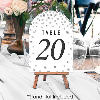 Big Dot Of Happiness Silver Wedding All Occasions Double-sided 5 X 7" Card Table Numbers 1-20