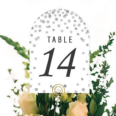 Big Dot Of Happiness Silver Wedding All Occasions Double-sided 5 X 7" Card Table Numbers 1-20