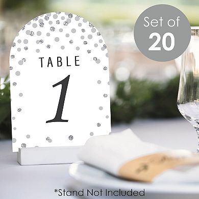 Big Dot Of Happiness Silver Wedding All Occasions Double-sided 5 X 7" Card Table Numbers 1-20