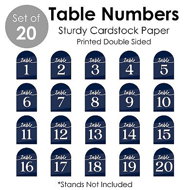 Big Dot Of Happiness Navy Blue Elegantly Simple Double-sided 5 X 7" Cards Table Numbers 1-20