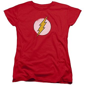 Dc Comics Flash Rough Flash Logo Short Sleeve Womens T-shirt