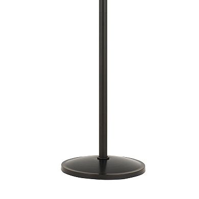 3 Light Lantern Design Metal Floor Lamp with Fabric Shades, Black and Beige