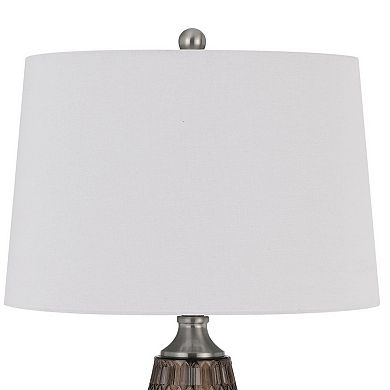 31 Inch Glass Table Lamp with Dimmer, Geometric Base, Brown