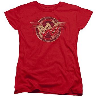 Batman V Superman Wonder Woman Shield Short Sleeve Womens T-shirt
