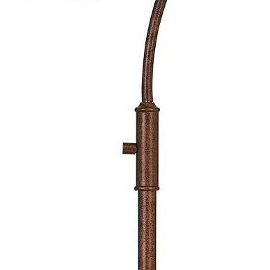 60 Inch Metal Downbridge Design Floor Lamp with Caged Shade, Rustic Bronze