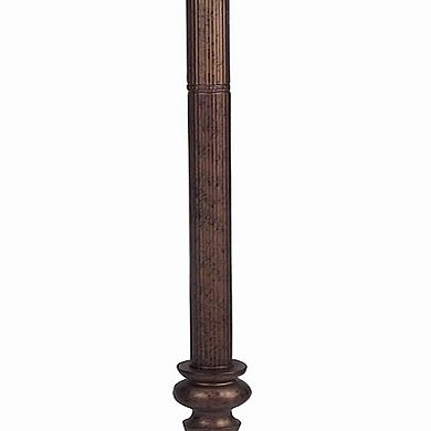 Swing Arm Metal Body Floor Lamp with Fabric Bell Shade, Bronze and Beige