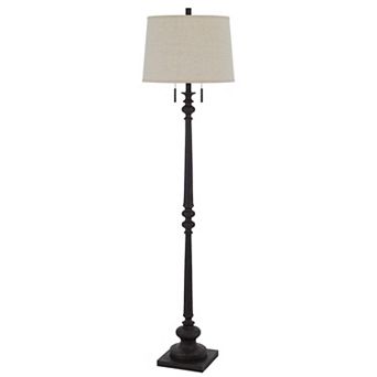 Floor Lamp with Tubular Turned Resin Support and Pull Chain, Dark Bronze