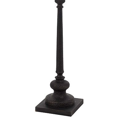 Floor Lamp with Tubular Turned Resin Support and Pull Chain, Dark Bronze
