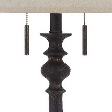 Floor Lamp with Tubular Turned Resin Support and Pull Chain, Dark Bronze