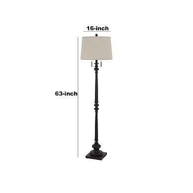 Floor Lamp with Tubular Turned Resin Support and Pull Chain, Dark Bronze