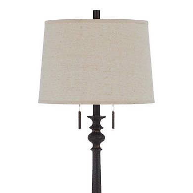 Floor Lamp with Tubular Turned Resin Support and Pull Chain, Dark Bronze