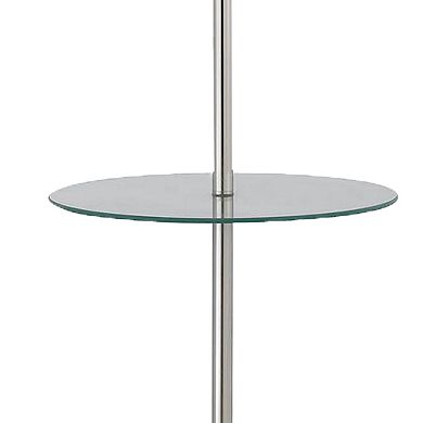 Metal Round 3 Way Floor Lamp with Spider Type Shade, Silver and Brown