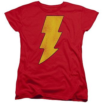Dc Comics Shazam Logo Distressed Short Sleeve Womens T-shirt