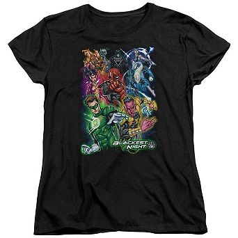 Green Lantern Blackest Group Short Sleeve Womens T-shirt