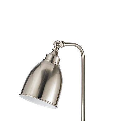 Metal Round 25" Table Lamp with Adjustable Pole, Silver