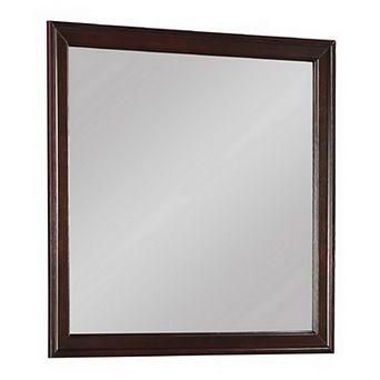 Square Molded Wooden Frame Dresser Mirror, Cherry Brown and Silver