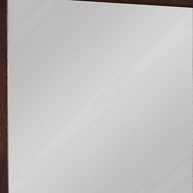 Square Molded Wooden Frame Dresser Mirror, Cherry Brown and Silver