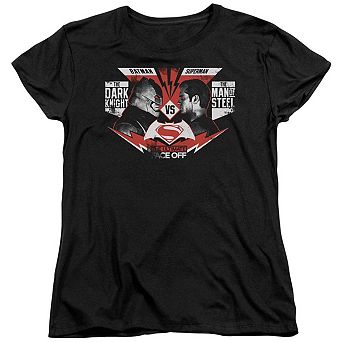 Batman V Superman Ultimate Face Off Short Sleeve Womens T-shirt