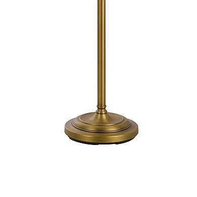 100 Watt Metal Down Bride Floor lamp with Fabric Tapered Drum Shade, Gold