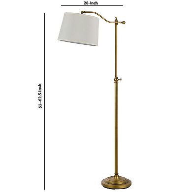 100 Watt Metal Down Bride Floor lamp with Fabric Tapered Drum Shade, Gold