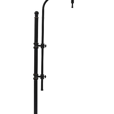 Contemporary Drum Shade Metal Frame Floor Lamp, Black and Light Gray
