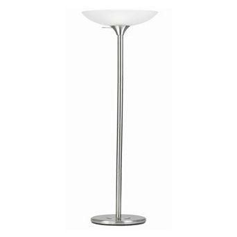 3 Way Torchiere Floor Lamp with Frosted Glass shade and Stable Base, White