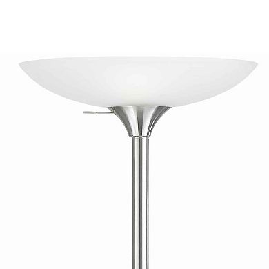3 Way Torchiere Floor Lamp with Frosted Glass shade and Stable Base, White