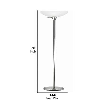 3 Way Torchiere Floor Lamp with Frosted Glass shade and Stable Base, White